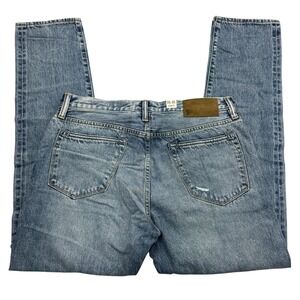 Todd Snyder Jeans Mens 33x32 Blue Slim Fit Selvedge Destroyed Denim Button Fly